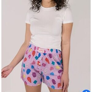 New IN MY SUNDAYS Womens Pajama Shorts Lavender Gem Print Elastic Waist Size M